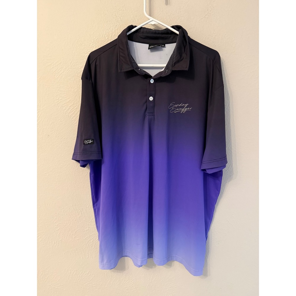 Sunday Swagger Mens 2XL Golf Polo Shirt Purple Ombre Gradient Performance